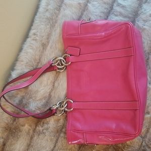 Coach leather pink tote handbag with chain straps